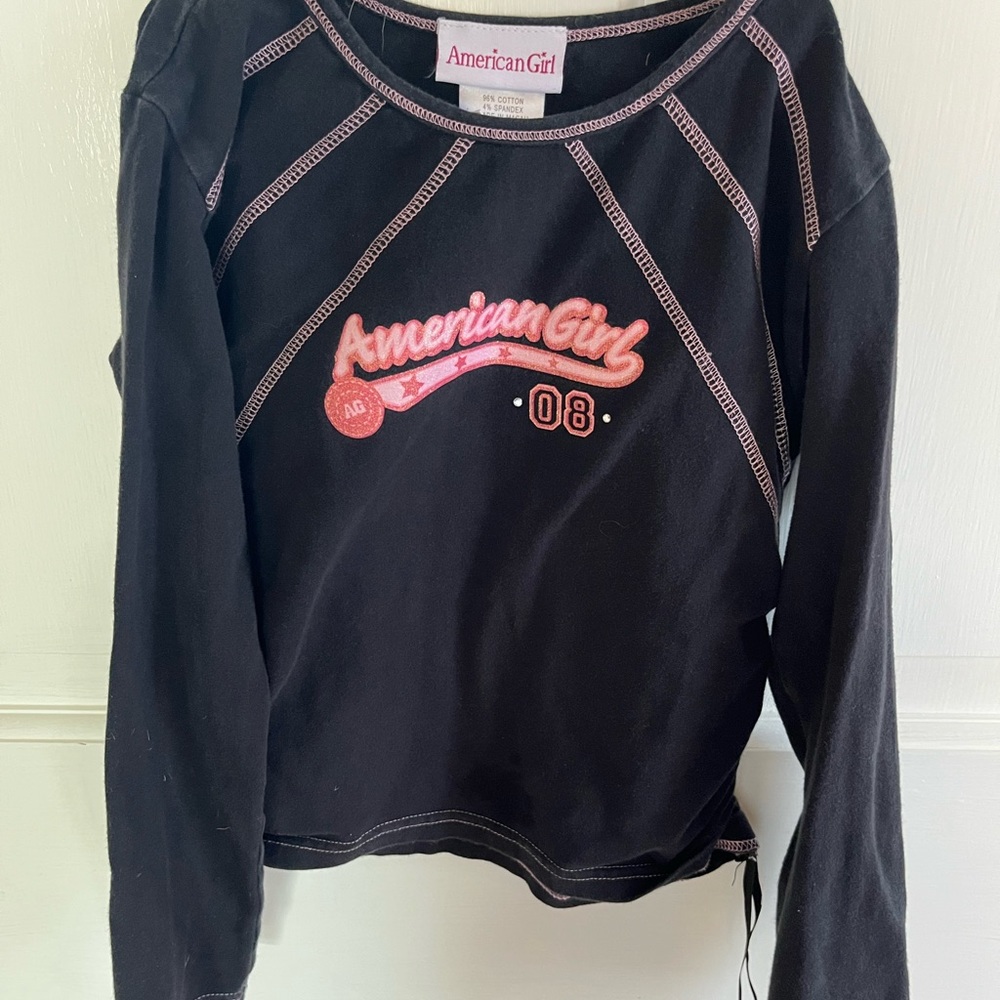 American Girl Black Long Sleeve Tee with Pink Logo